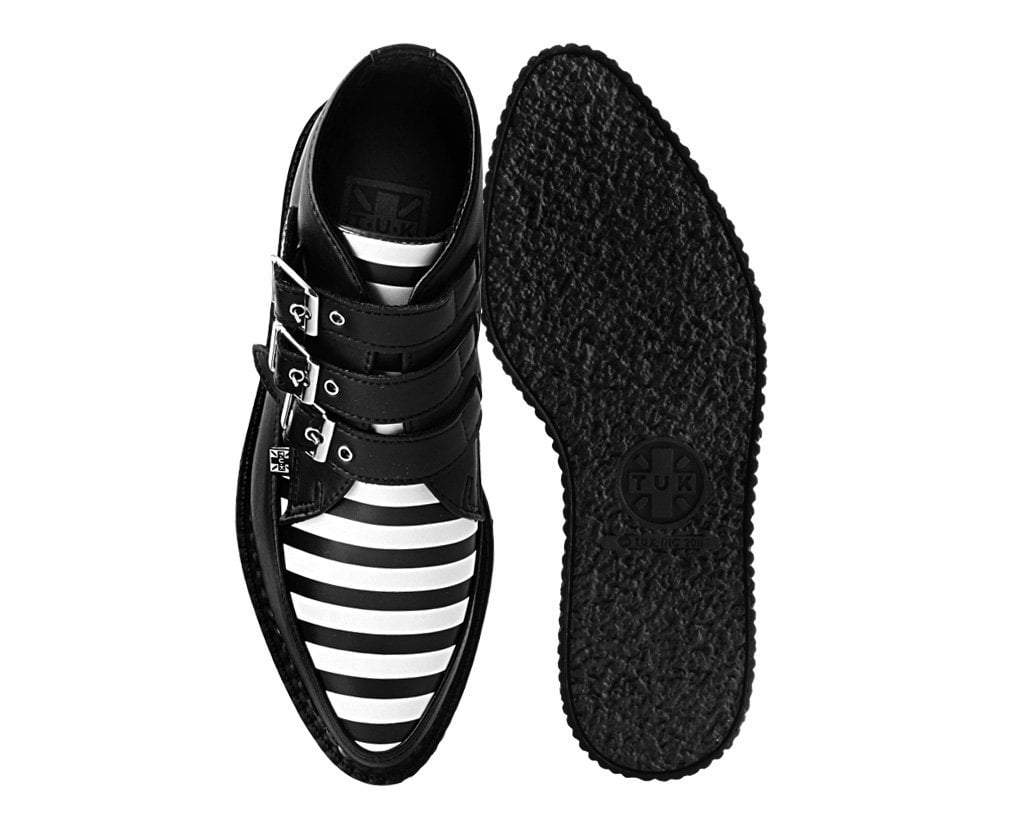 Black & White Stripe 3-Buckle Pointed Boot - Image 4