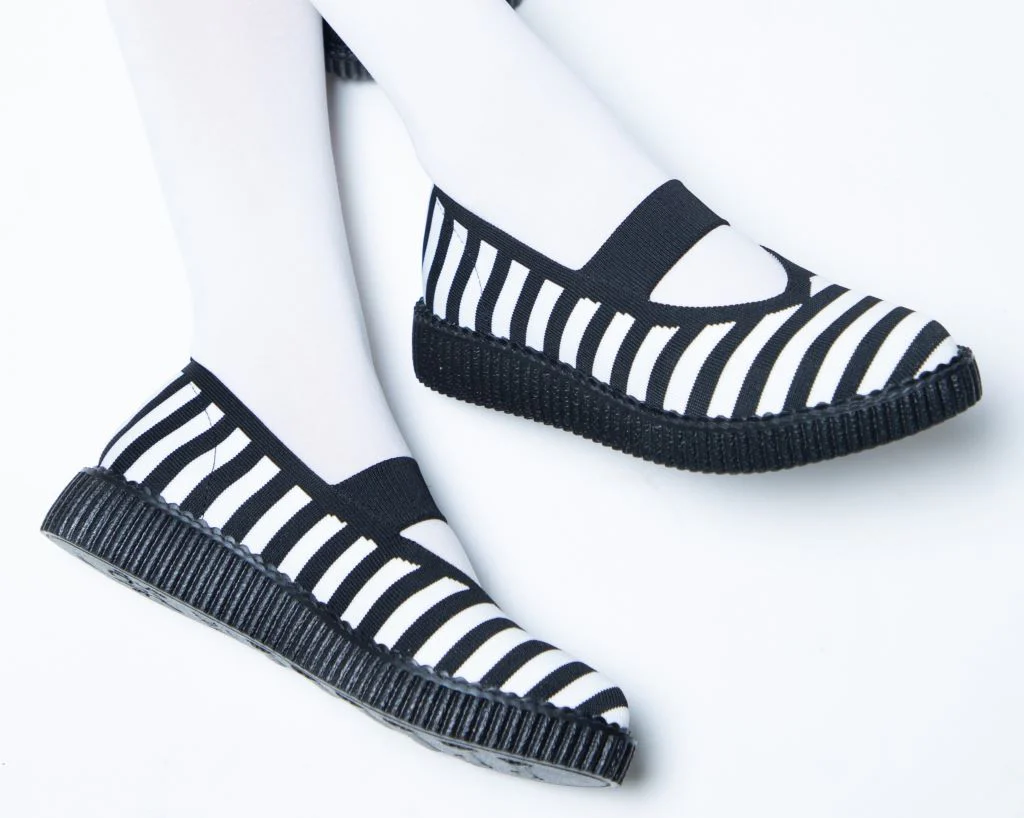 Black & White Striped Flyknit Pointed Mary Jane - Image 2
