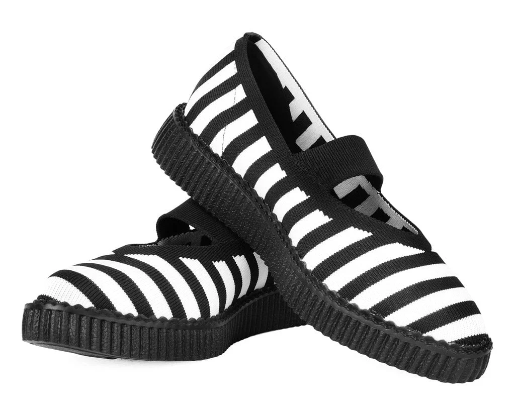 Black & White Striped Flyknit Pointed Mary Jane - Image 4