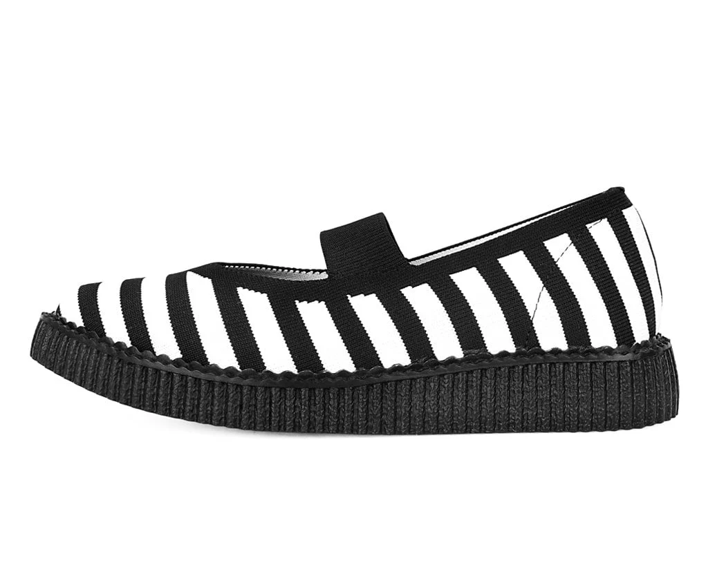 Black & White Striped Flyknit Pointed Mary Jane - Image 5