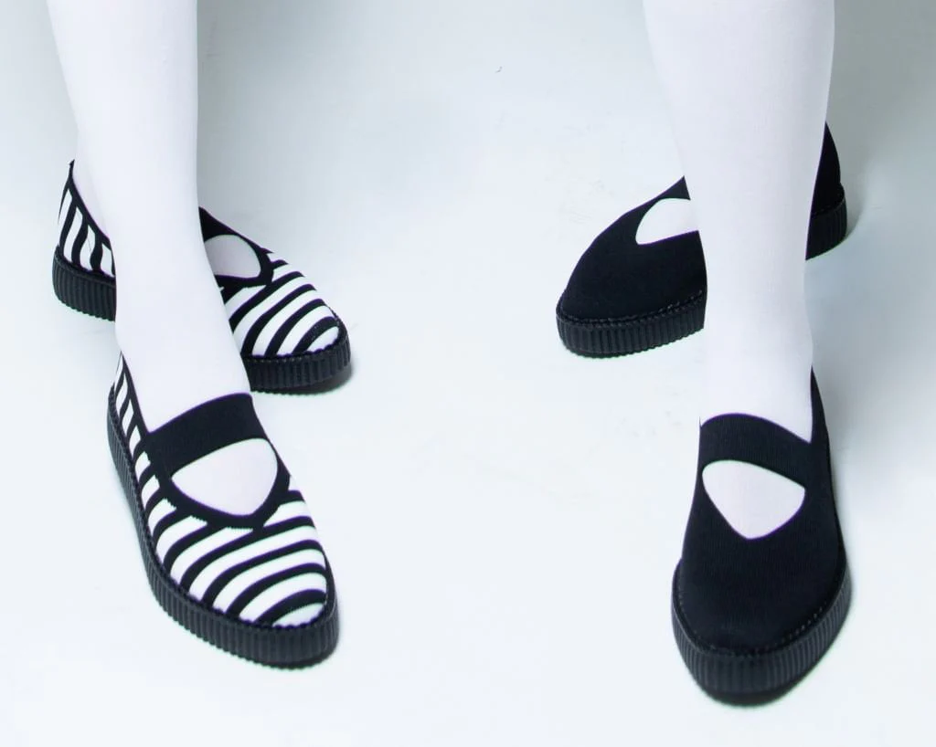 Black & White Striped Flyknit Pointed Mary Jane - Image 6