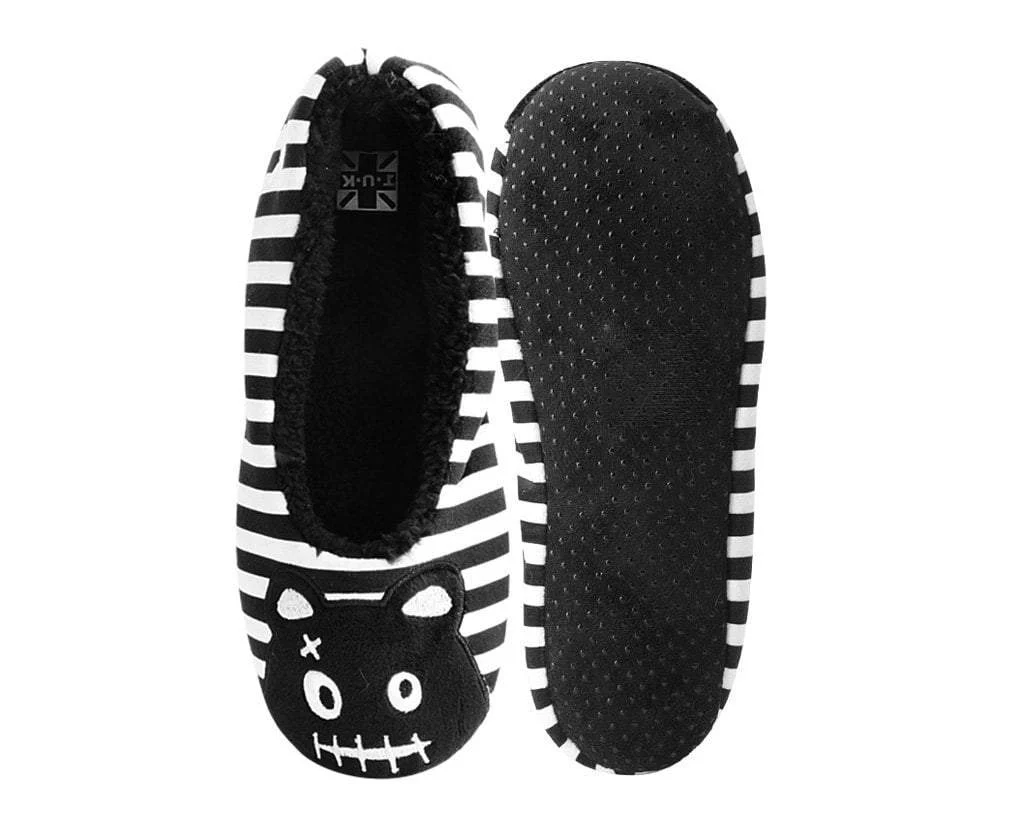 Black & White Striped Punk Panda Slipper - Image 3