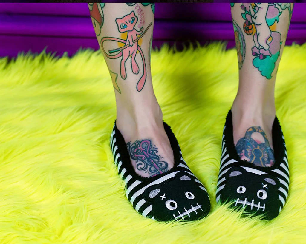 Black & White Striped Punk Panda Slipper - Image 5