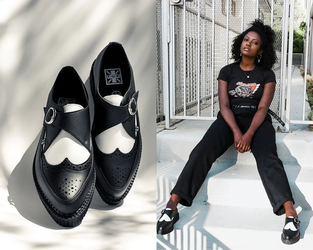 Black & White TUKskin™ Wing Buckle Pointed Creeper - Image 7