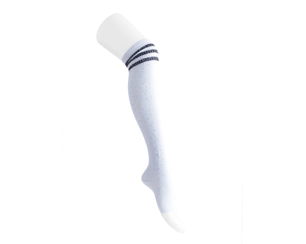 Black & White Varsity Rhinestone Over-The-Knee Sock - Image 3