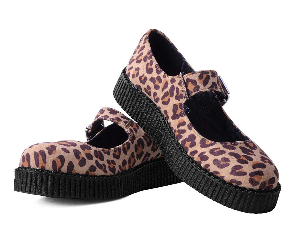 Brown Leopard Faux Suede Viva Low Mary Jane - Image 3