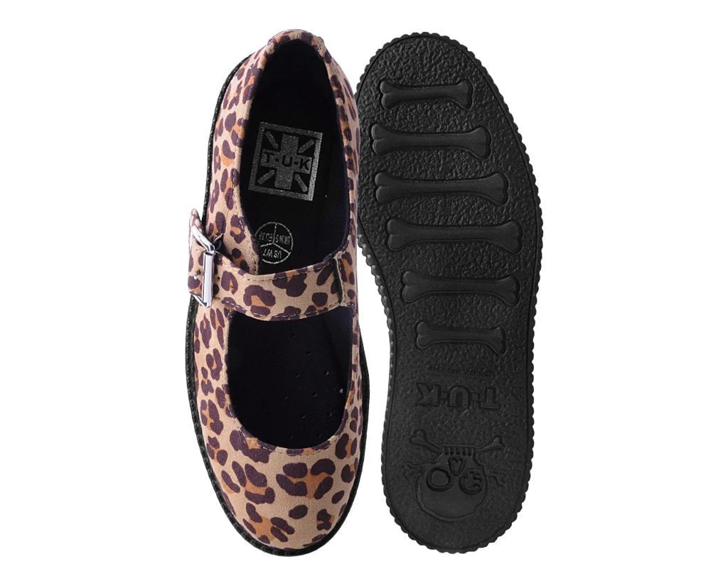 Brown Leopard Faux Suede Viva Low Mary Jane - Image 4