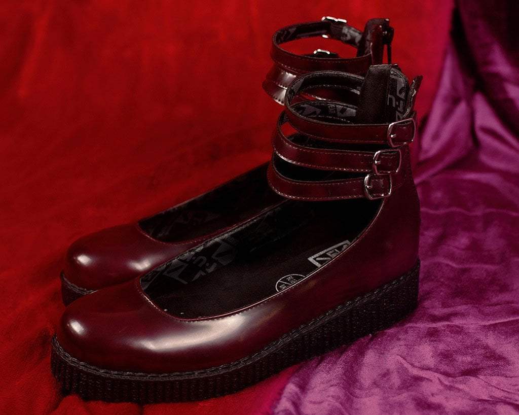 Burgundy Rub-Off 3-Strap Mary Jane - Image 2