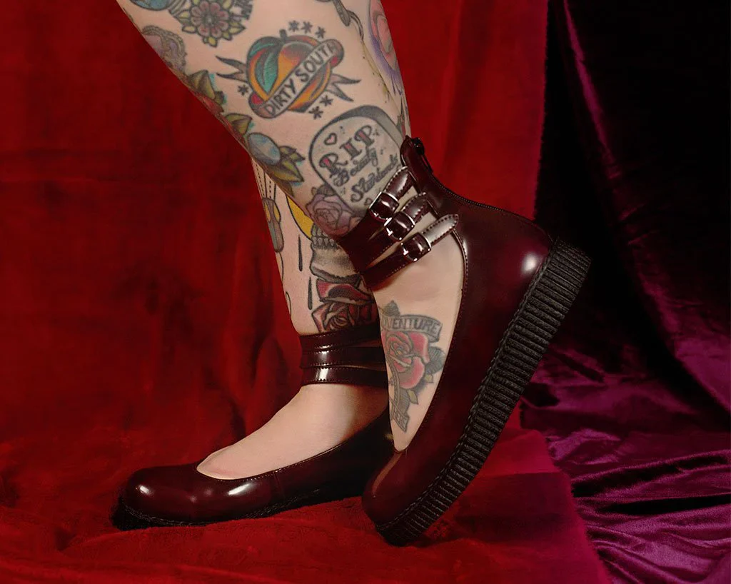 Burgundy Rub-Off 3-Strap Mary Jane - Image 6
