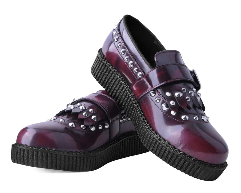 Burgundy Rub Off Studded Loafer - Image 3