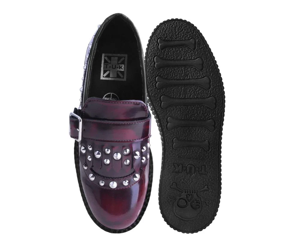 Burgundy Rub Off Studded Loafer - Image 4
