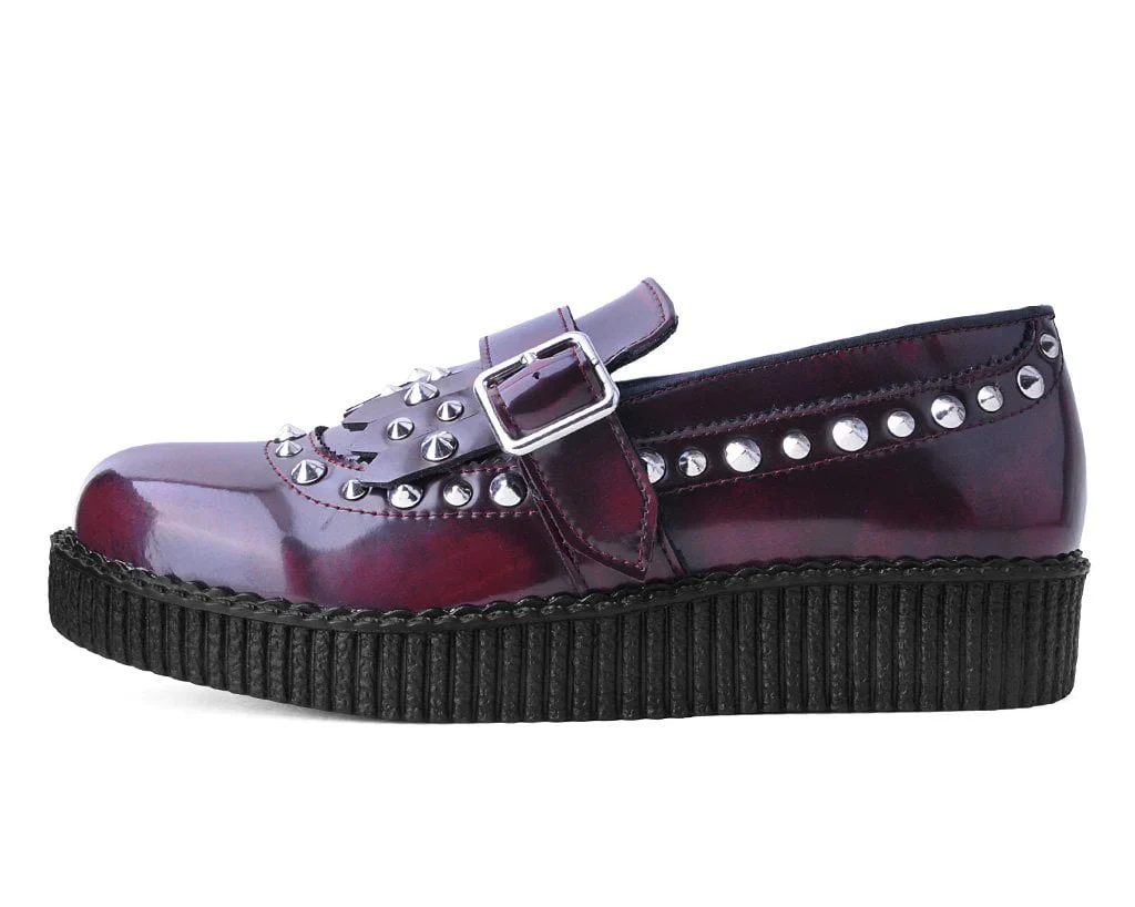 Burgundy Rub Off Studded Loafer - Image 5