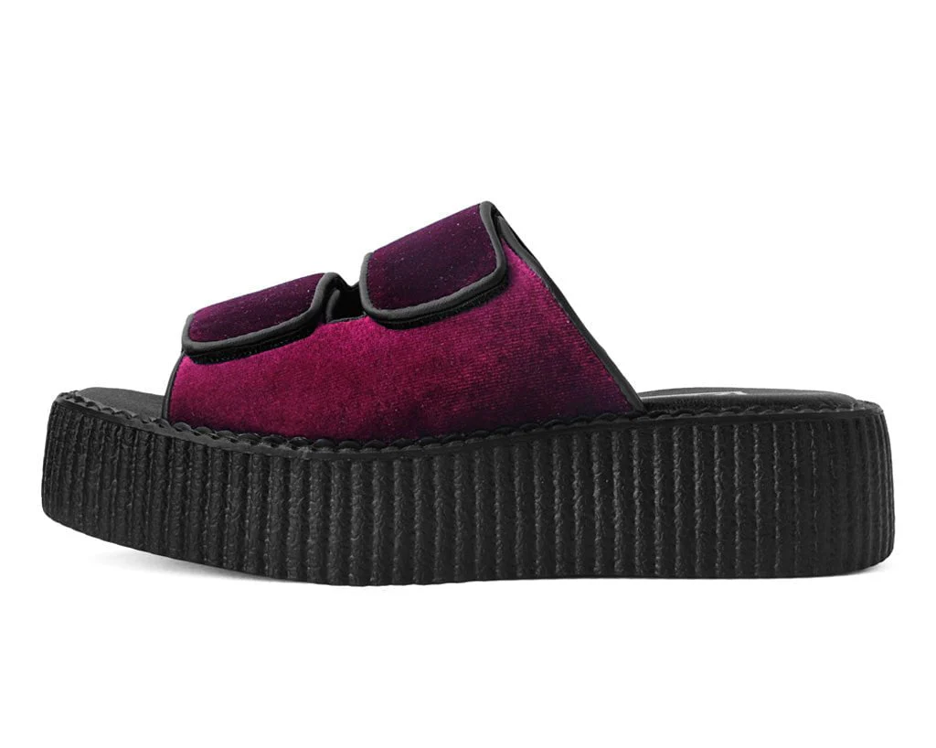 Burgundy Velvet 2-Strap Slide Sandal - Image 5