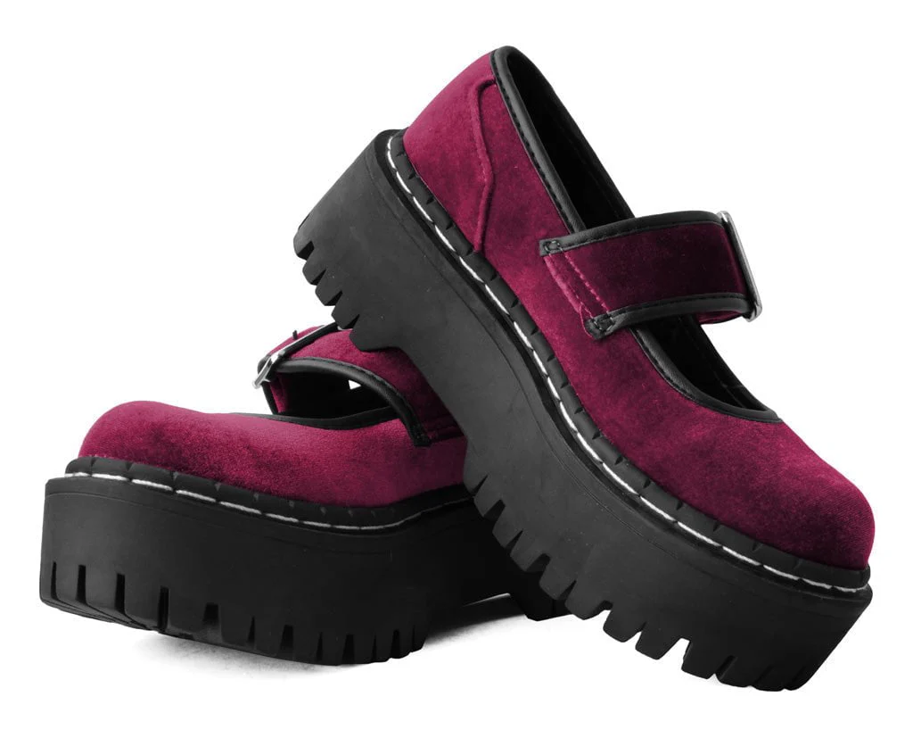 Burgundy Velvet Double Decker Mary Jane - Image 3