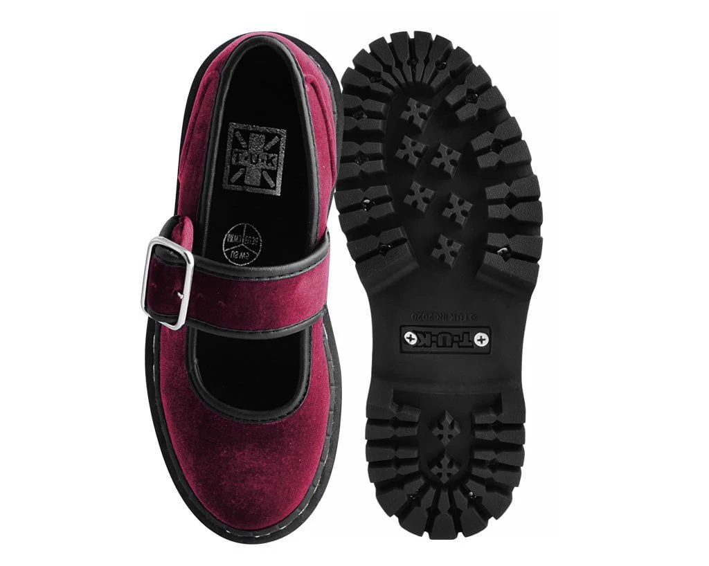 Burgundy Velvet Double Decker Mary Jane - Image 4