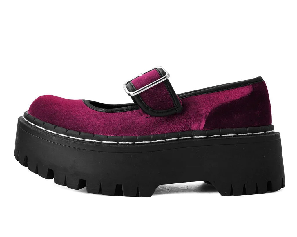 Burgundy Velvet Double Decker Mary Jane - Image 5