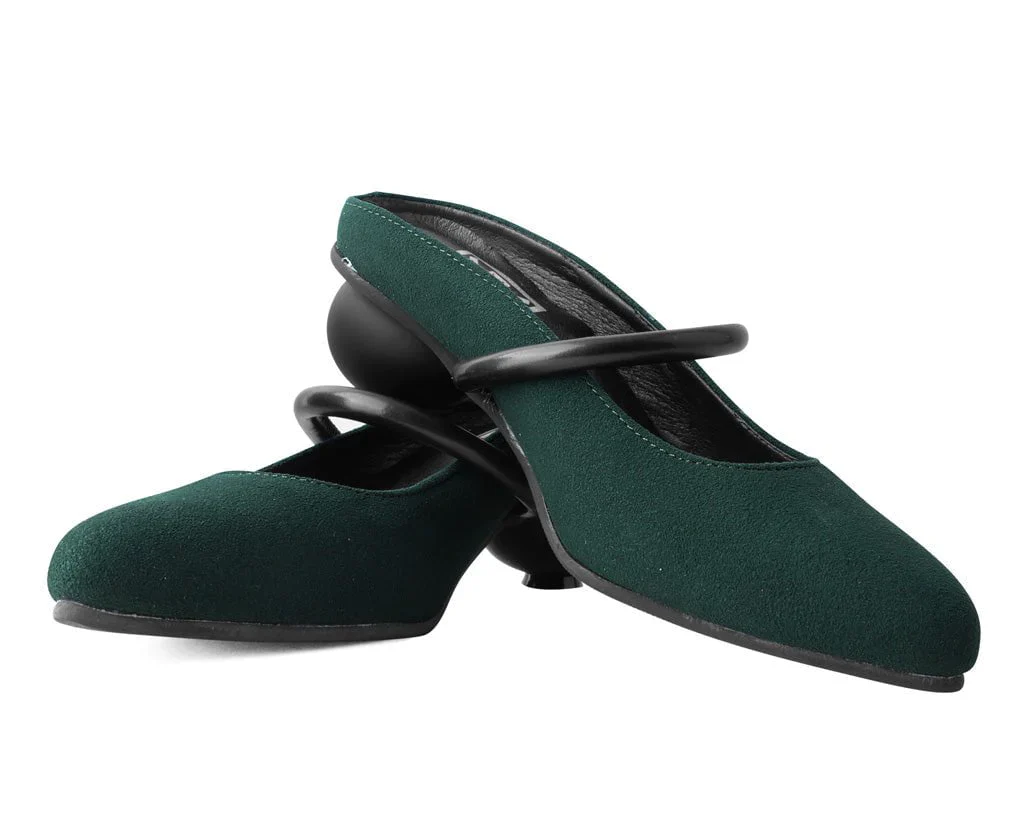 Cedar Green Faux Suede Ball Heel - Image 3