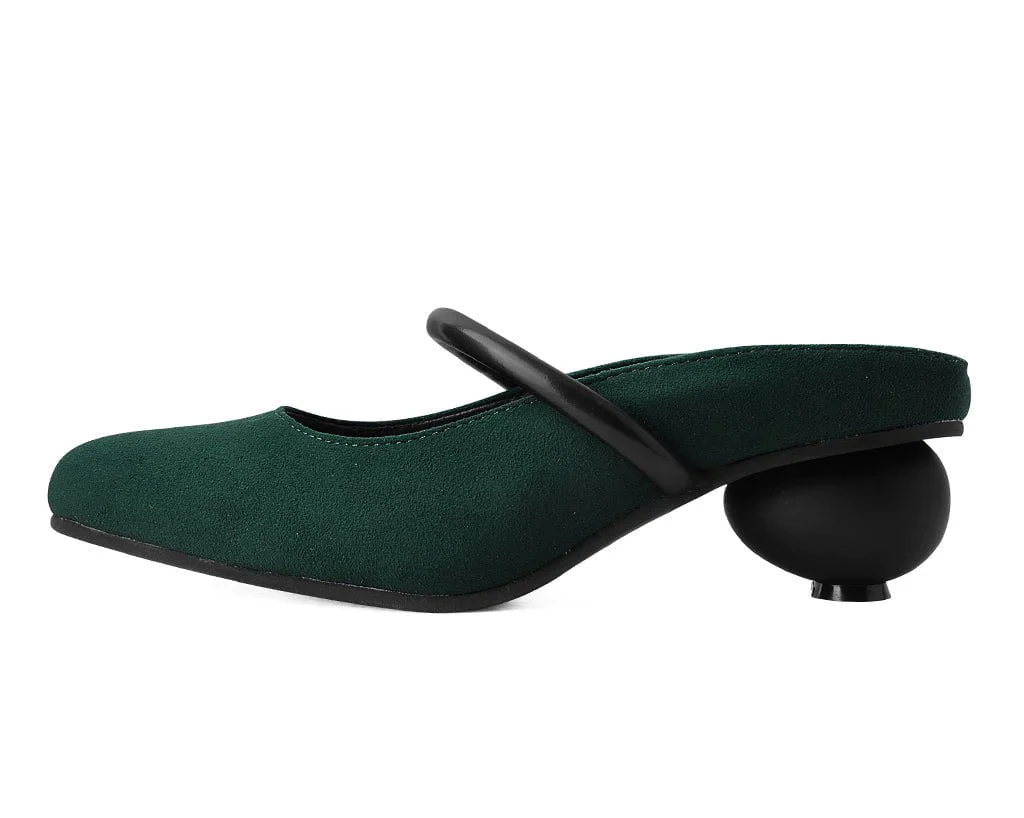 Cedar Green Faux Suede Ball Heel - Image 5
