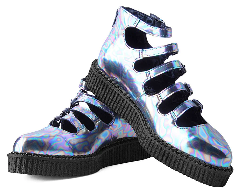 Chrome Oil Slick 5-Strap Pointed Mary Jane Creeper - Image 3