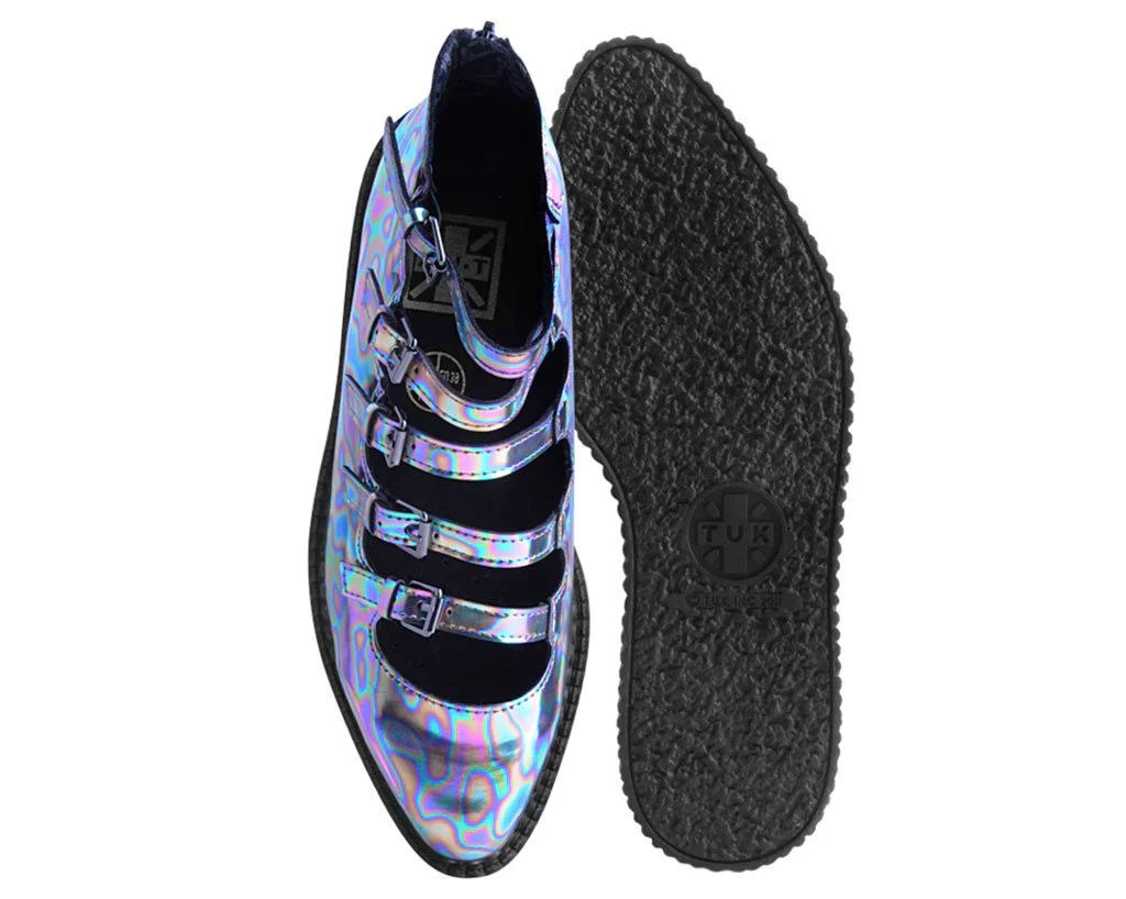 Chrome Oil Slick 5-Strap Pointed Mary Jane Creeper - Image 4
