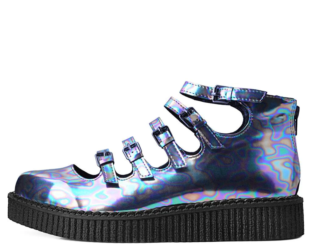 Chrome Oil Slick 5-Strap Pointed Mary Jane Creeper - Image 5
