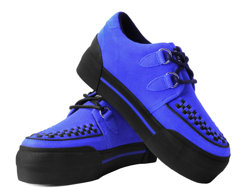 Cobalt Blue Suede Platform Creeper Sneaker - Image 3