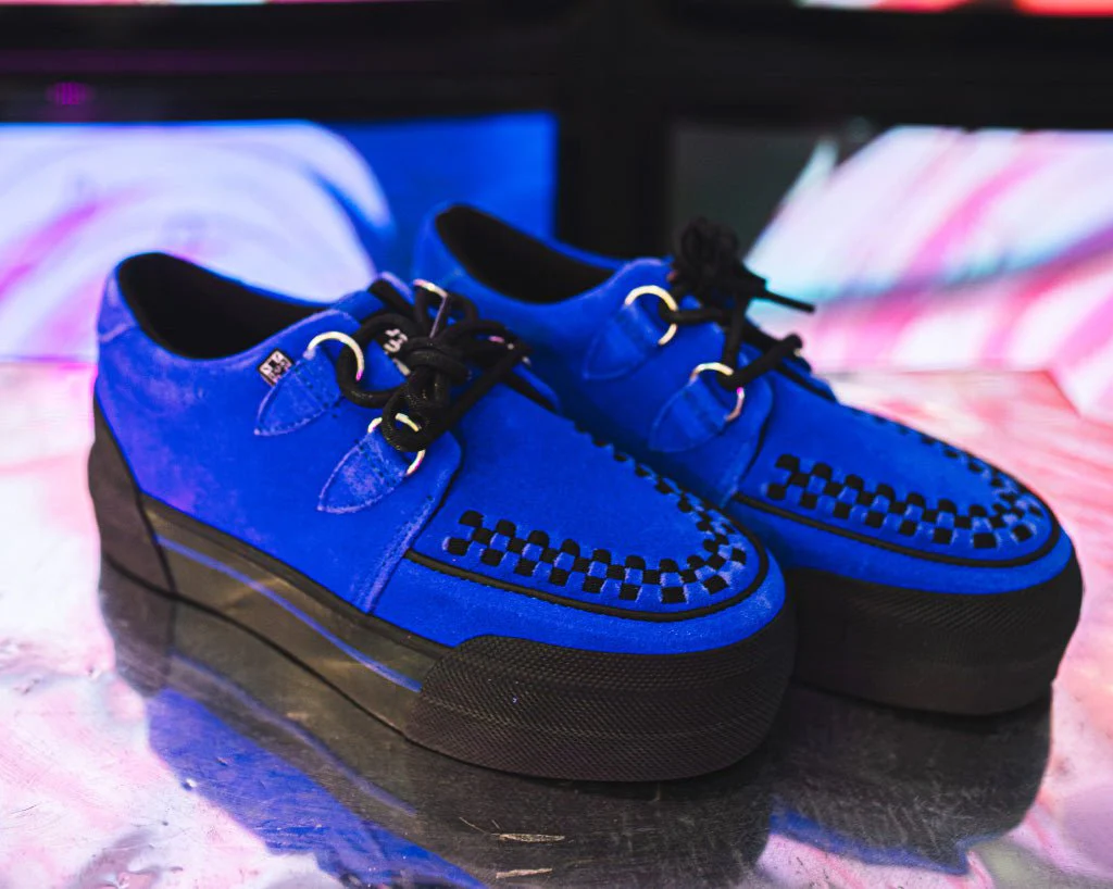 Cobalt Blue Suede Platform Creeper Sneaker - Image 7
