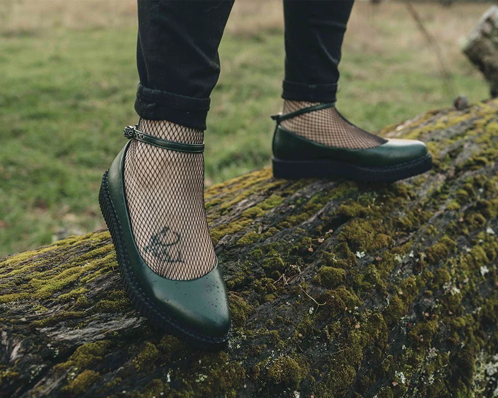 Dark Green TUKskin™ Pointed Ballet Flat - Image 2