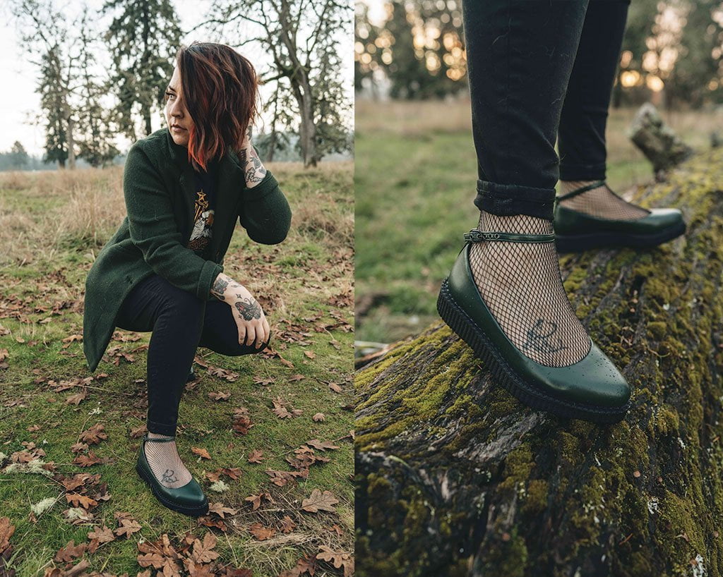 Dark Green TUKskin™ Pointed Ballet Flat - Image 5