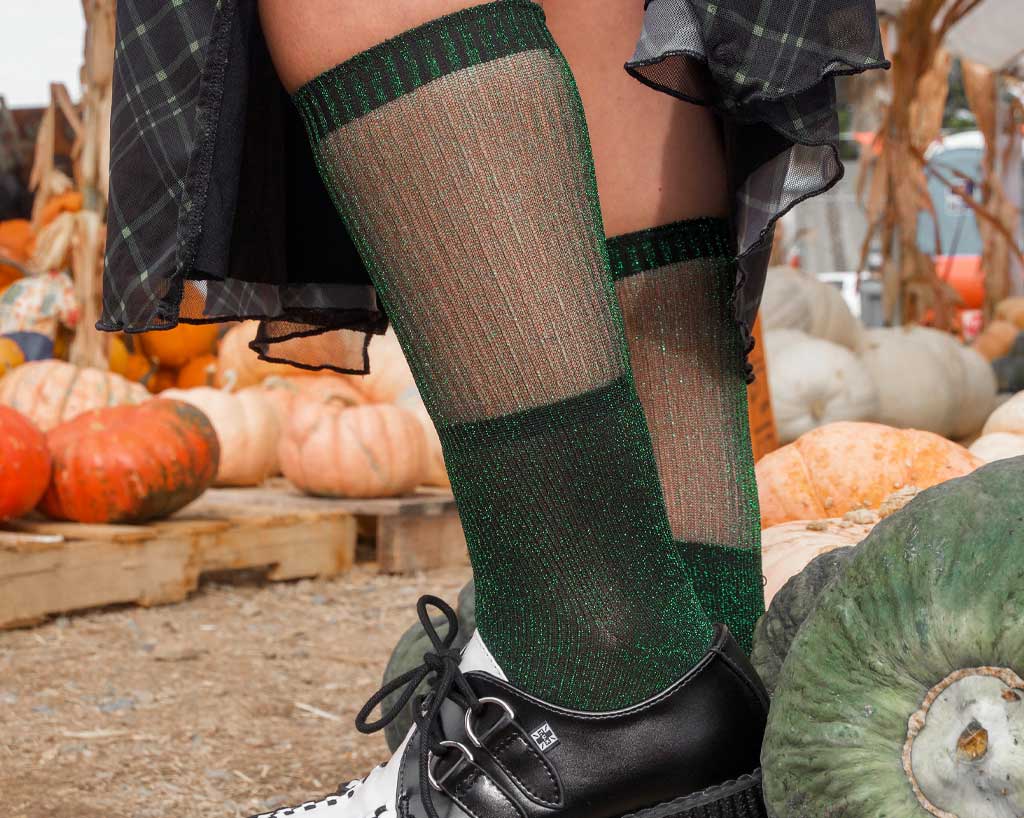 Green Ribbed Glitter Sock - Image 2