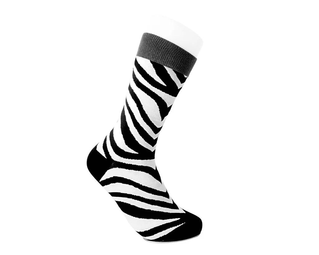 Grey Stripe Zebra Crew Sock - Image 3