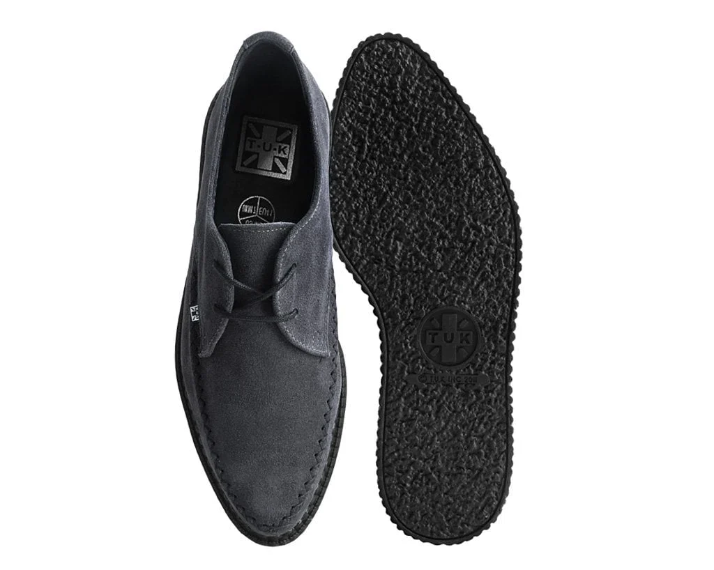 Grey Suede X-Stitch Pointed Creeper - Image 4