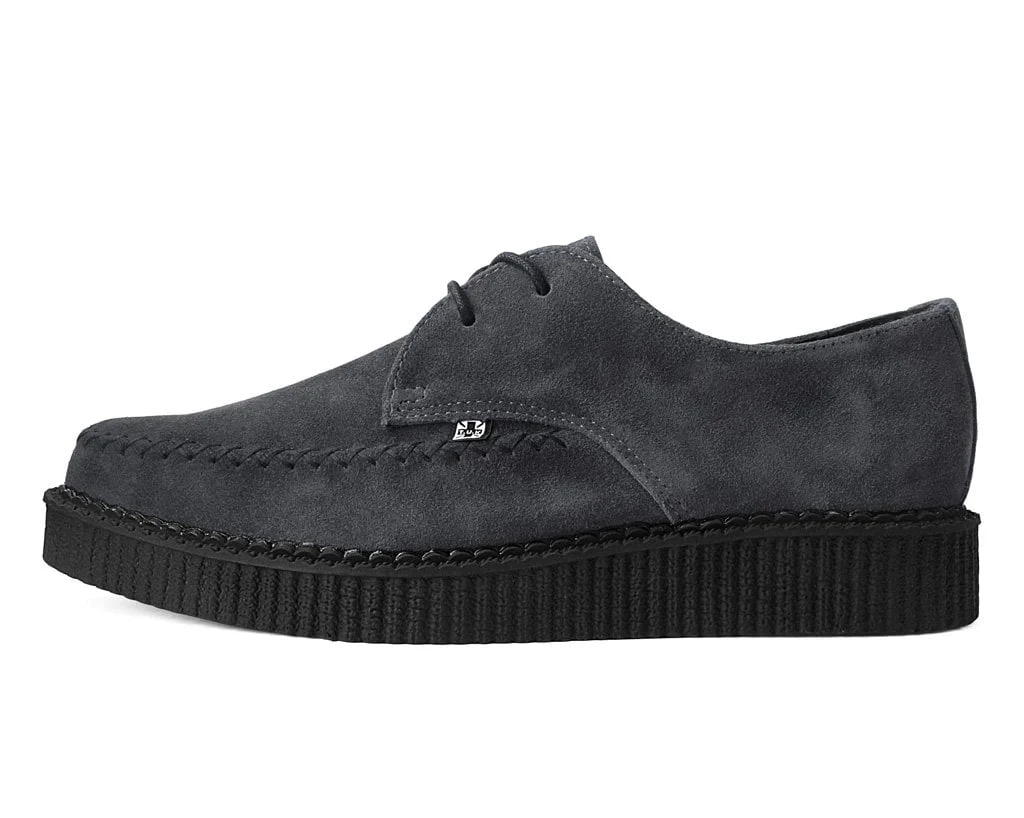 Grey Suede X-Stitch Pointed Creeper - Image 5