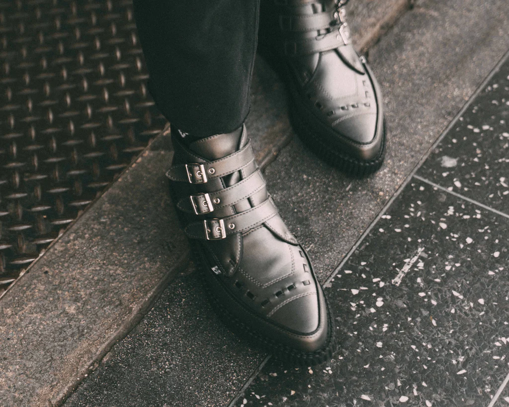 Gunmetal & Black Trim Pointed Buckle Boot - Image 7