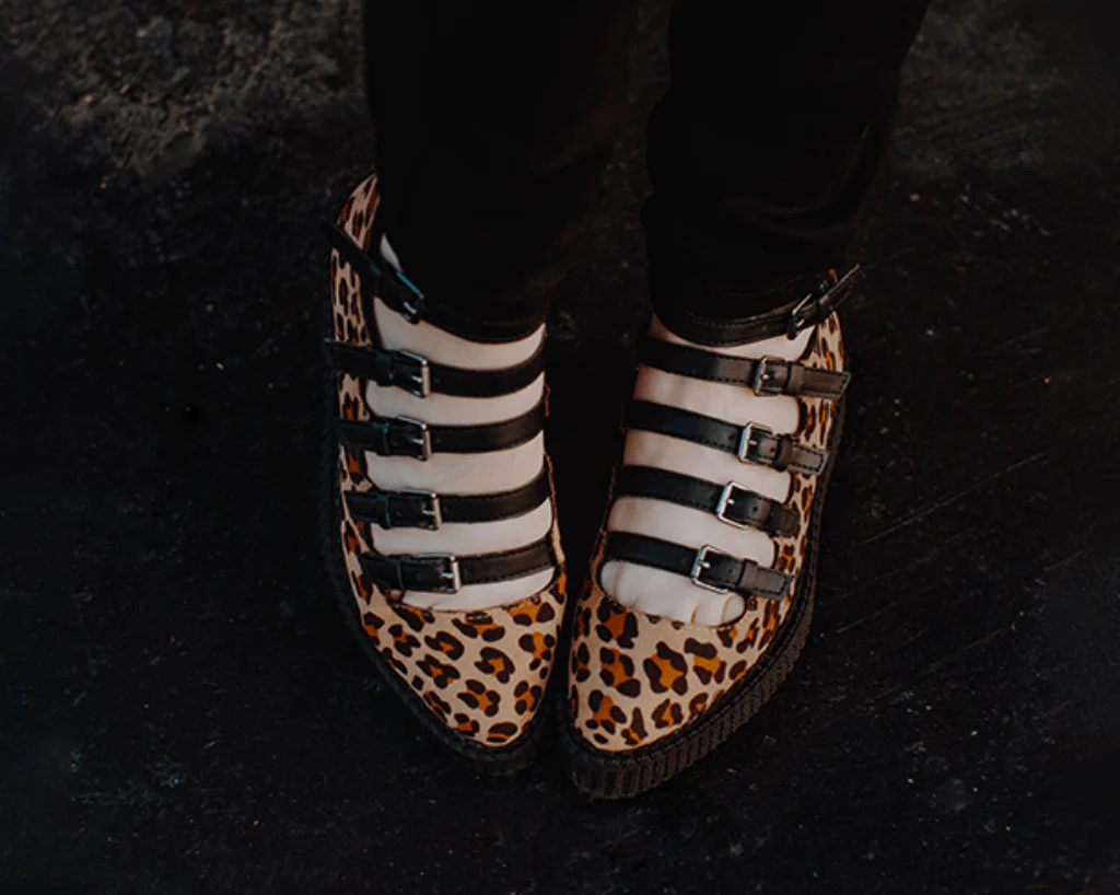 Leopard Faux Suede Multi-Strap Pointed Mary Jane Creeper - Image 2