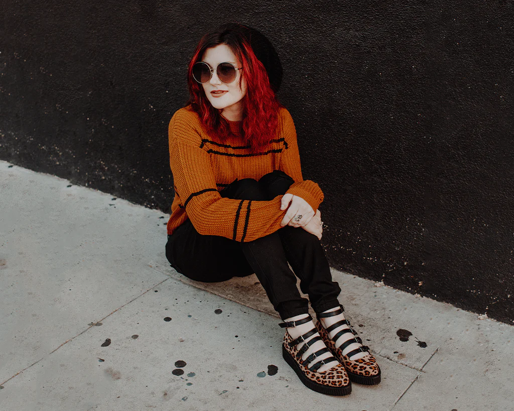 Leopard Faux Suede Multi-Strap Pointed Mary Jane Creeper - Image 6