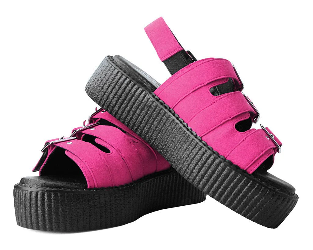 Magenta Faux Suede 3-Buckle Mondo Sandal - Image 3