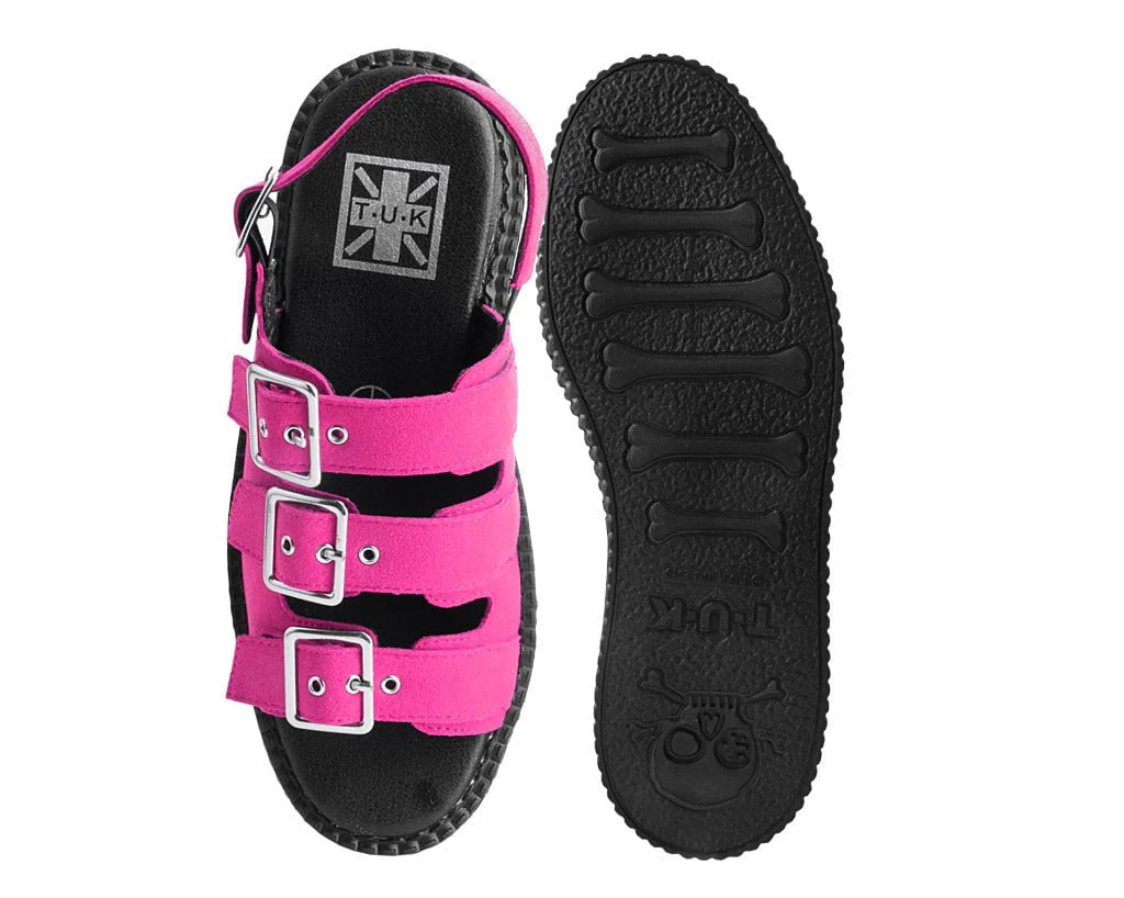Magenta Faux Suede 3-Buckle Mondo Sandal - Image 4