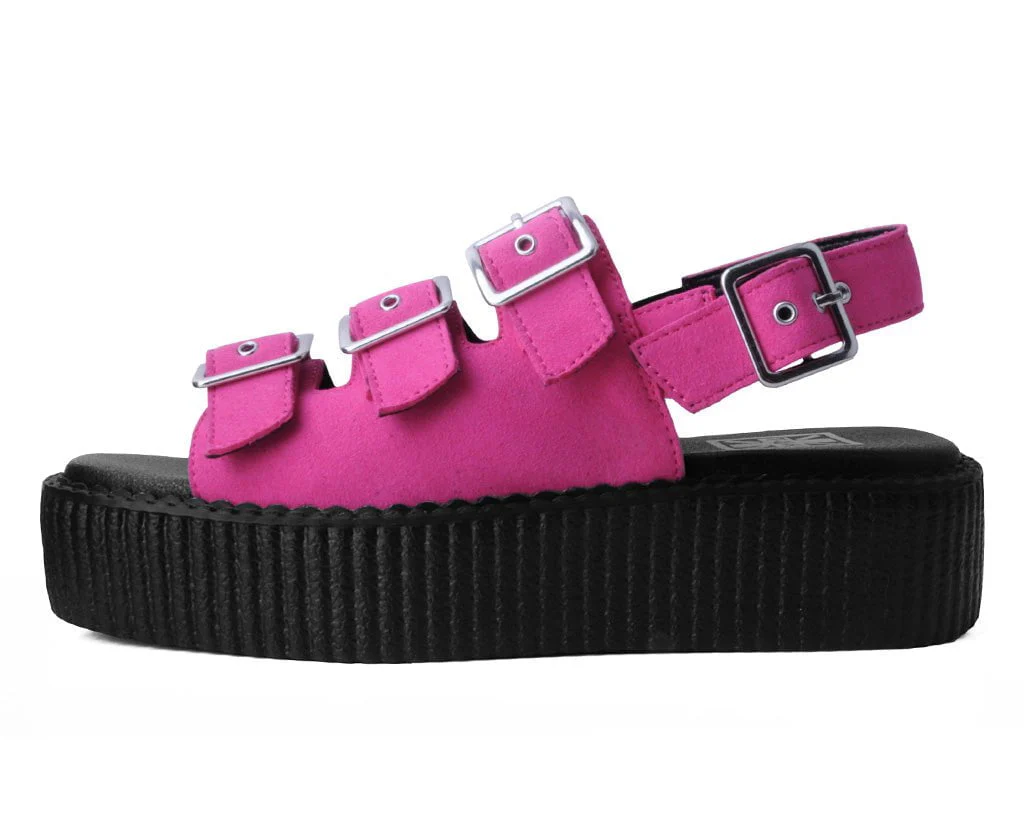 Magenta Faux Suede 3-Buckle Mondo Sandal - Image 5