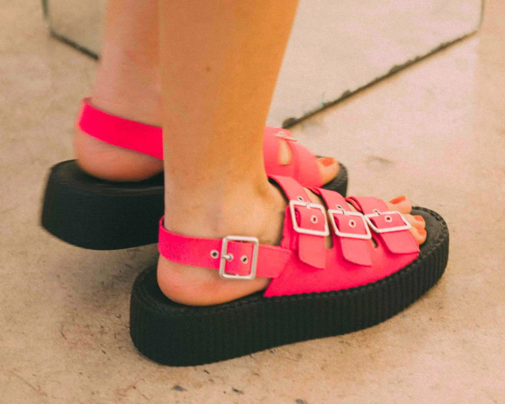 Magenta Faux Suede 3-Buckle Mondo Sandal - Image 7