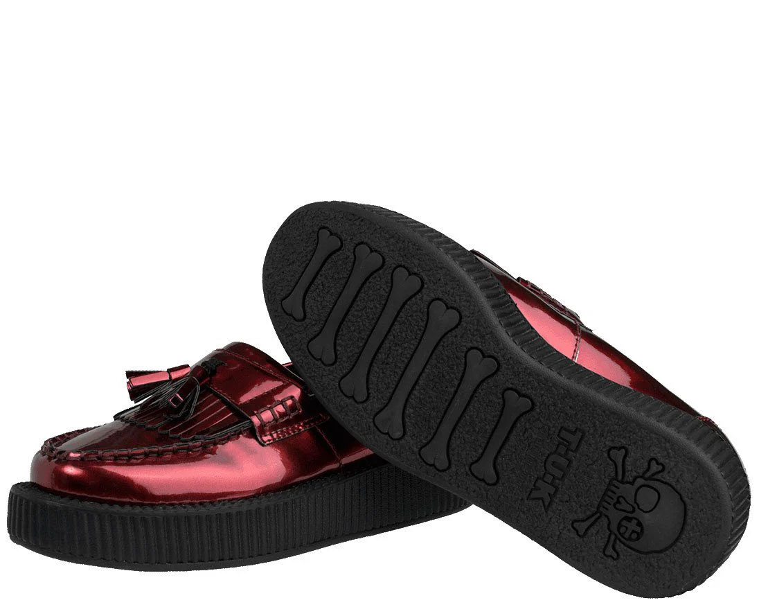 Metallic Burgundy Loafers - Image 3