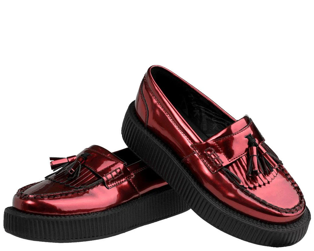 Metallic Burgundy Loafers - Image 4