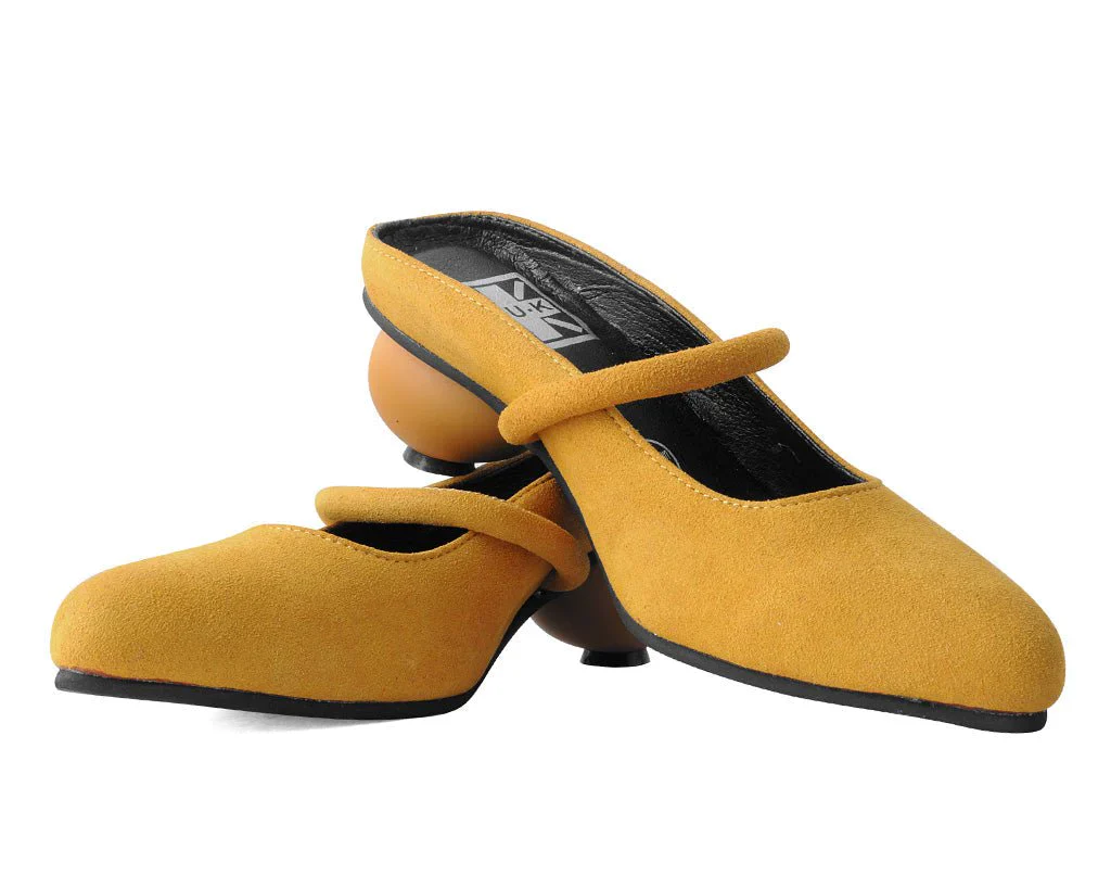 Mustard Faux Suede Ball Heel - Image 3