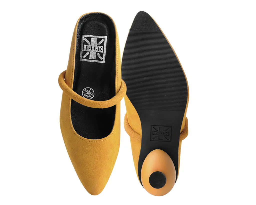 Mustard Faux Suede Ball Heel - Image 4