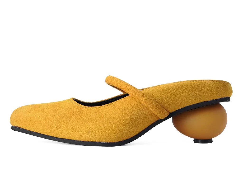 Mustard Faux Suede Ball Heel - Image 5
