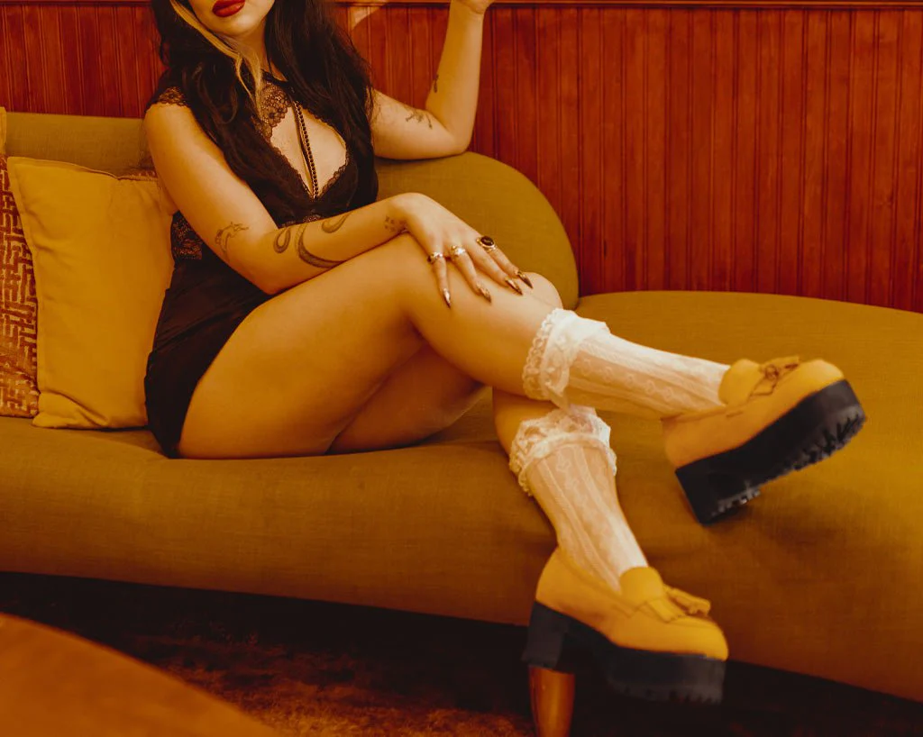 Mustard Faux Suede Fringe Loafer Platform - Image 6