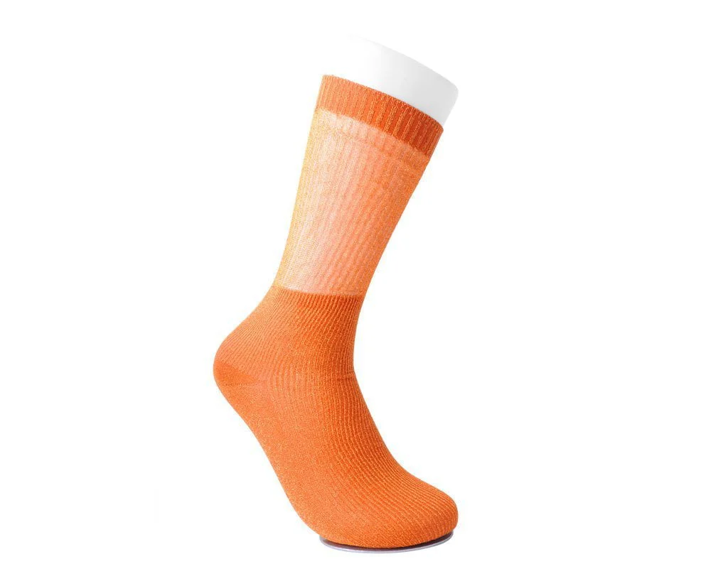 Orange Ribbed Glitter Sock - Image 3
