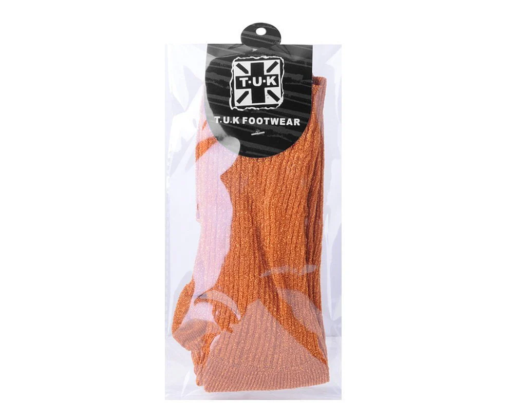 Orange Ribbed Glitter Sock - Image 4