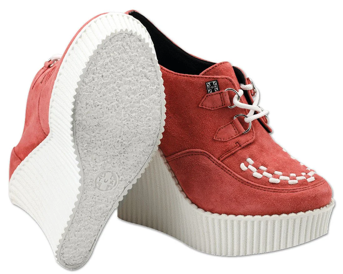 Peachy Coral Suede Creeper Wedge - *FINAL SALE/NON-RETURNABLE - Image 3