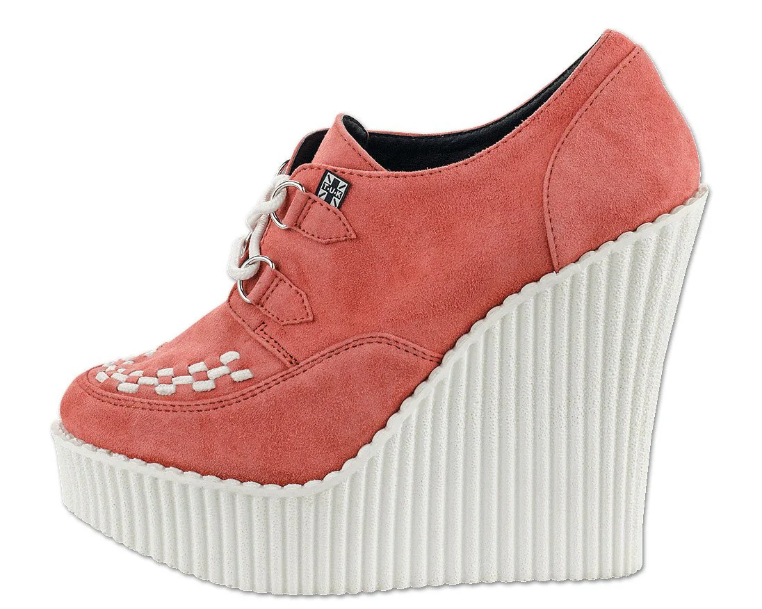 Peachy Coral Suede Creeper Wedge - *FINAL SALE/NON-RETURNABLE - Image 4